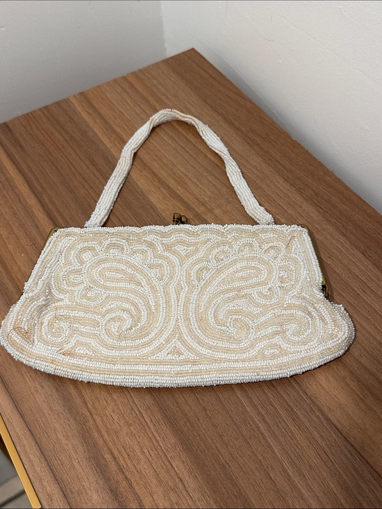 Handbags - Vintage Beaded Ivory Evening Clutch